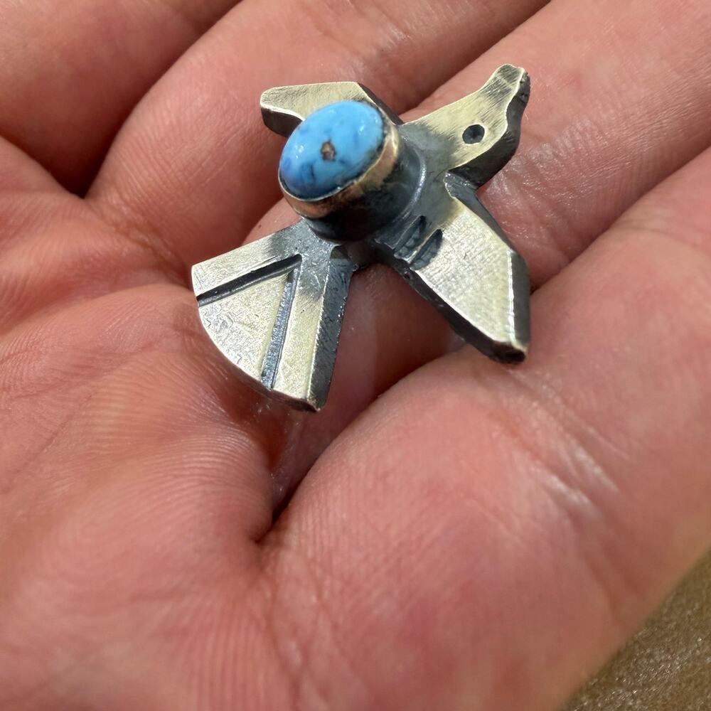 Native American Sterling Silver Turquoise Bird Ring Size 9 by Chimney Butte
